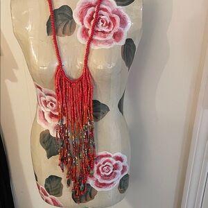 Handcrafted Ethnic Multicolored Multi Stand Dangle  Beaded Necklace